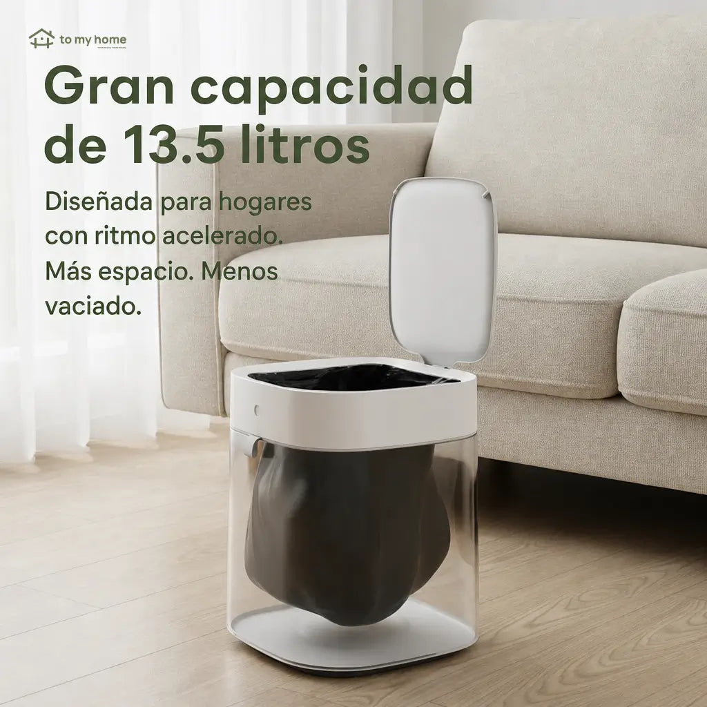 Bote de basura inteligente 13.5 L con sensor infrarrojo y sellado automático para baño, cocina, recámara u oficina sin tocar la tapa