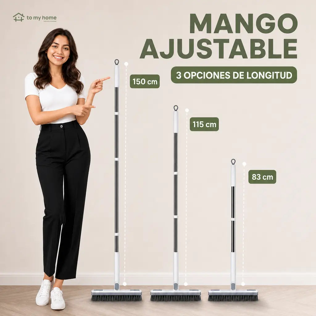 Cepillo limpiador 360° con mango ajustable de acero para pisos, juntas y esquinas
