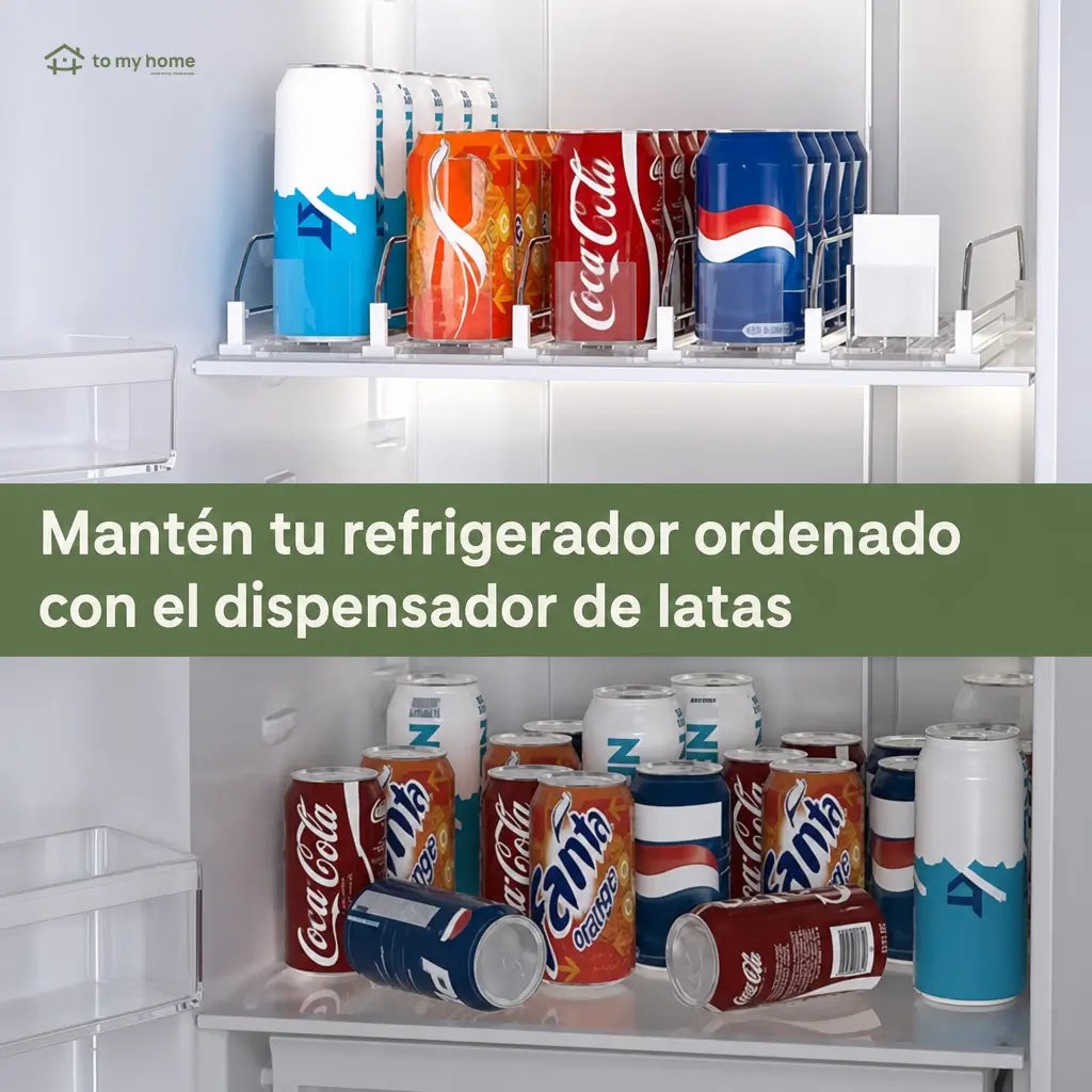 Organizador de bebidas para refrigerador con empuje automático, ahorra espacio y mantiene tus latas listas en casa, despensa y enfriador