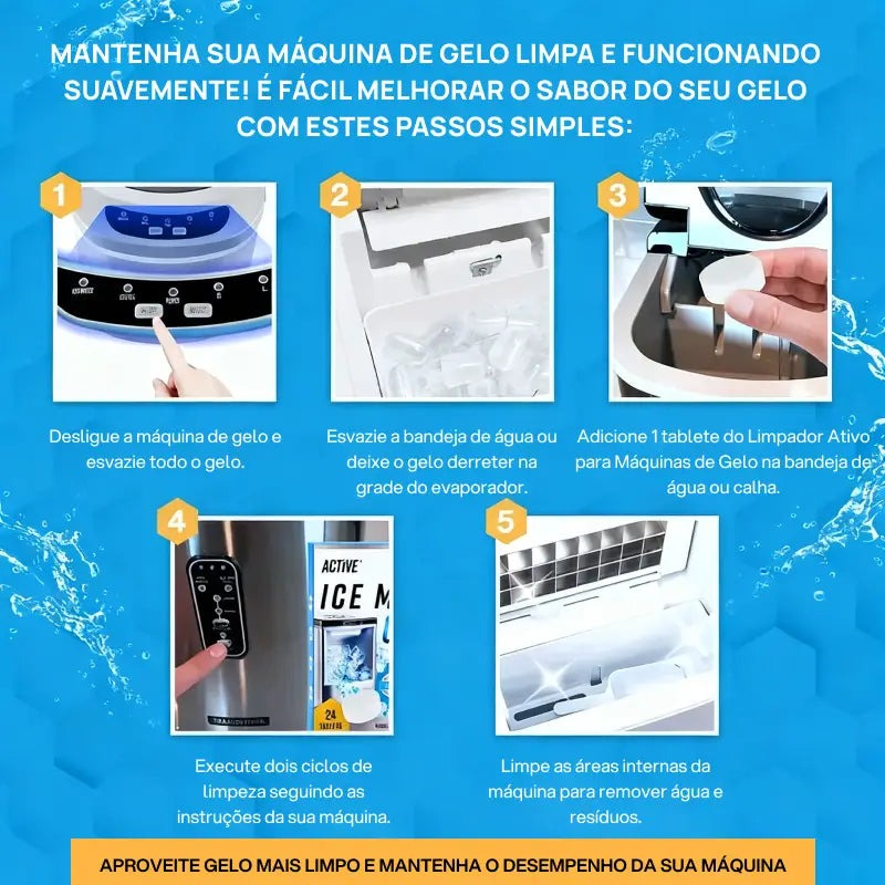 Limpiador en tabletas para máquina de hielo, 24 unidades activas que eliminan sarro de manera segura y eficaz, garantizando hielo puro y limpio