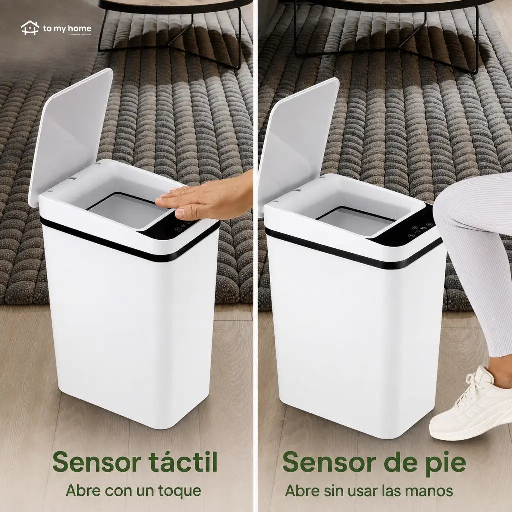 Bote de basura automático 12 L con sensor infrarrojo y tapa hermética para cocina, baño, recámara u oficina en casa