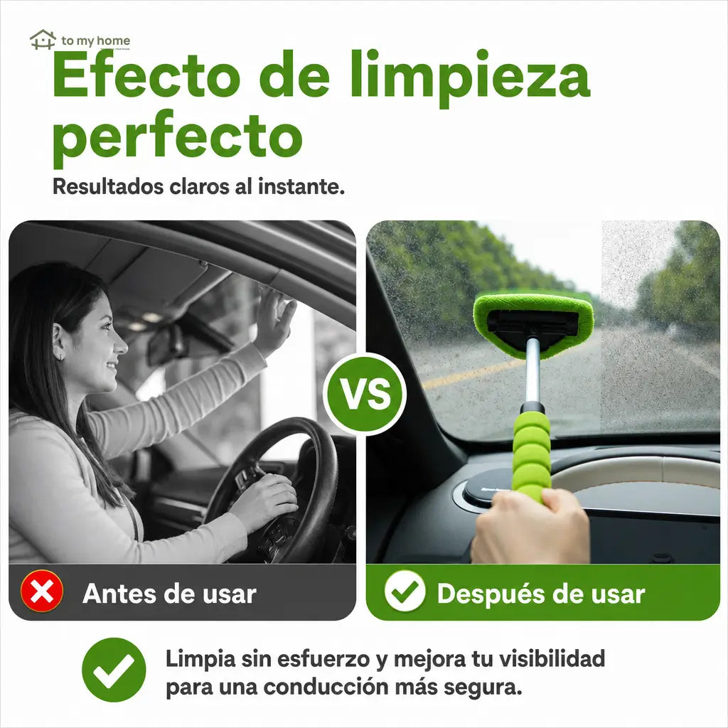 Limpiador de parabrisas extensible con cabeza triangular giratoria y 4 pads de microfibra para autos, camionetas y SUV en limpieza interior y exterior