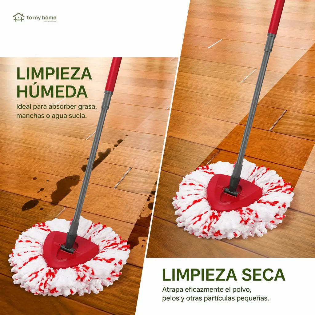 Cabezas de repuesto para trapeador giratorio con microfibra absorbente y fibras antiabrasivas para limpieza húmeda o seca en casa, paquete de 3