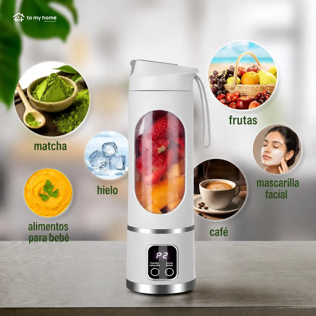 Licuadora portátil recargable con pantalla LED y 3 modos para smoothies, papillas y bebidas en casa o viaje frescas diarias sin derrames