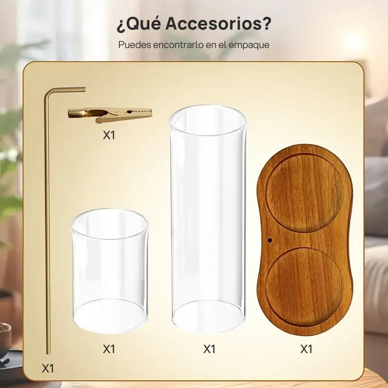 Porta incienso y vela 2 en 1 con base de madera, colector de cenizas en vidrio y difusor aromático decorativo, elegante y funcional para hogar
