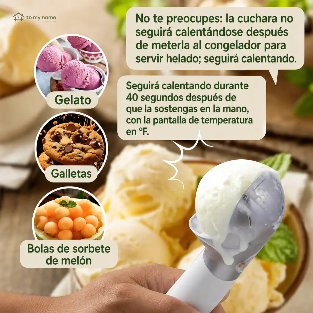 Cuchara eléctrica recargable para helado con calentamiento y pantalla LED para servir postres congelados duros en casa fácilmente sin esfuerzo cada día