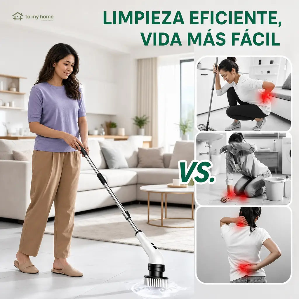 Cepillo eléctrico giratorio inalámbrico IPX7 con 9 cabezales y mango extensible para limpieza profunda de baño, cocina, azulejos y auto