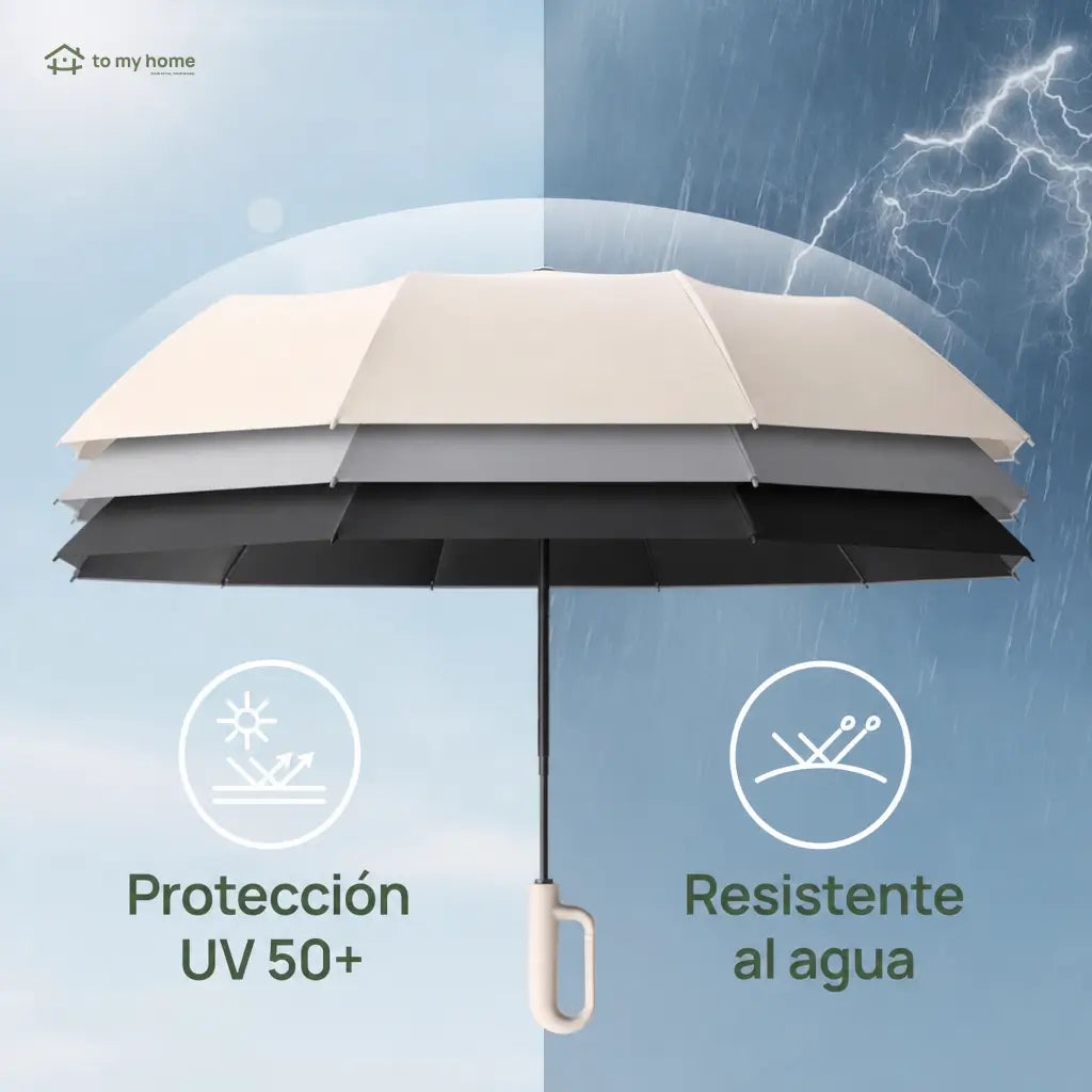 Paraguas plegable automático impermeable con 10 varillas y broche giratorio para lluvia, sol y uso diario en la ciudad
