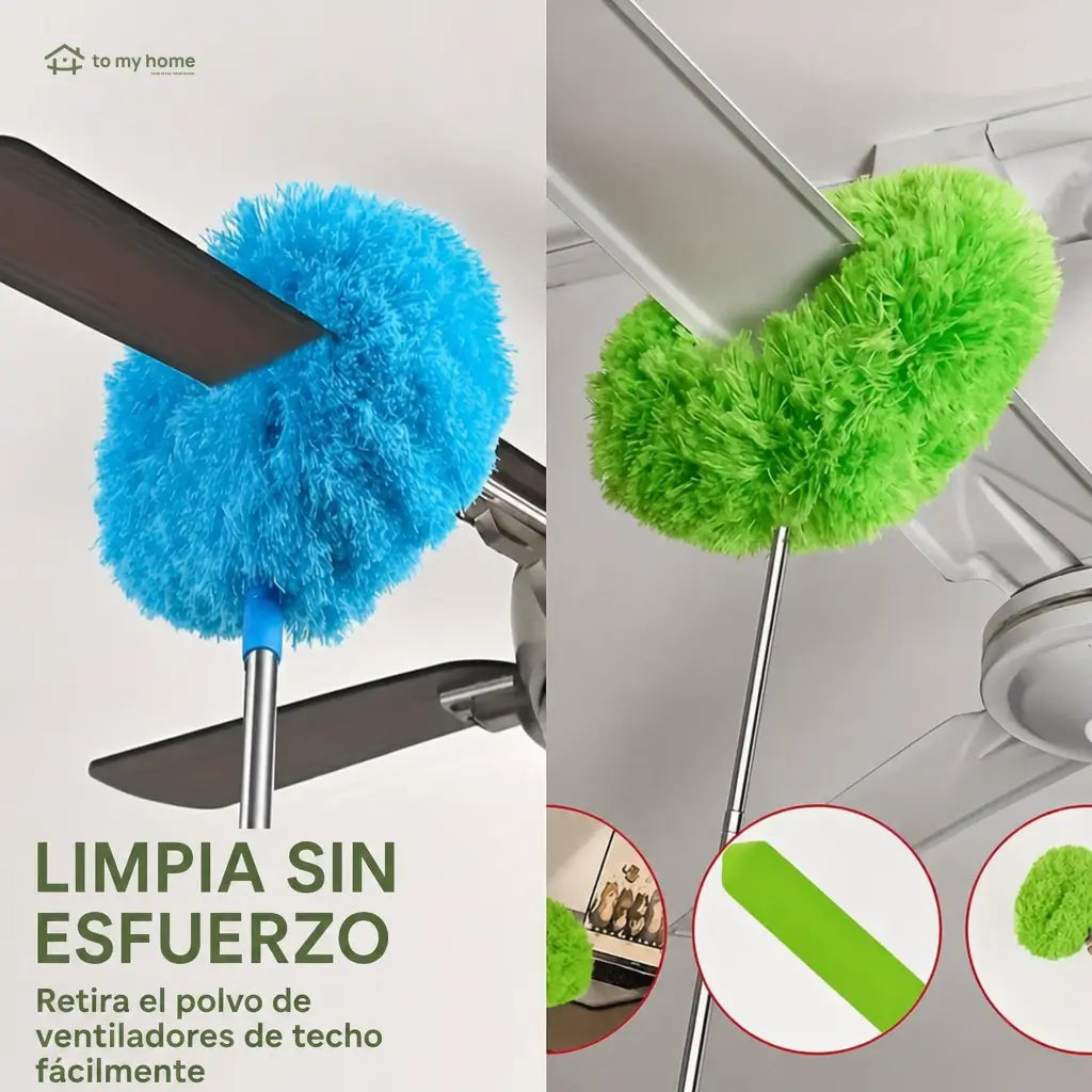 Plumero extensible de microfibra para ventilador de techo, atrapa polvo en aspas, paredes y rincones altos para limpieza ligera diaria