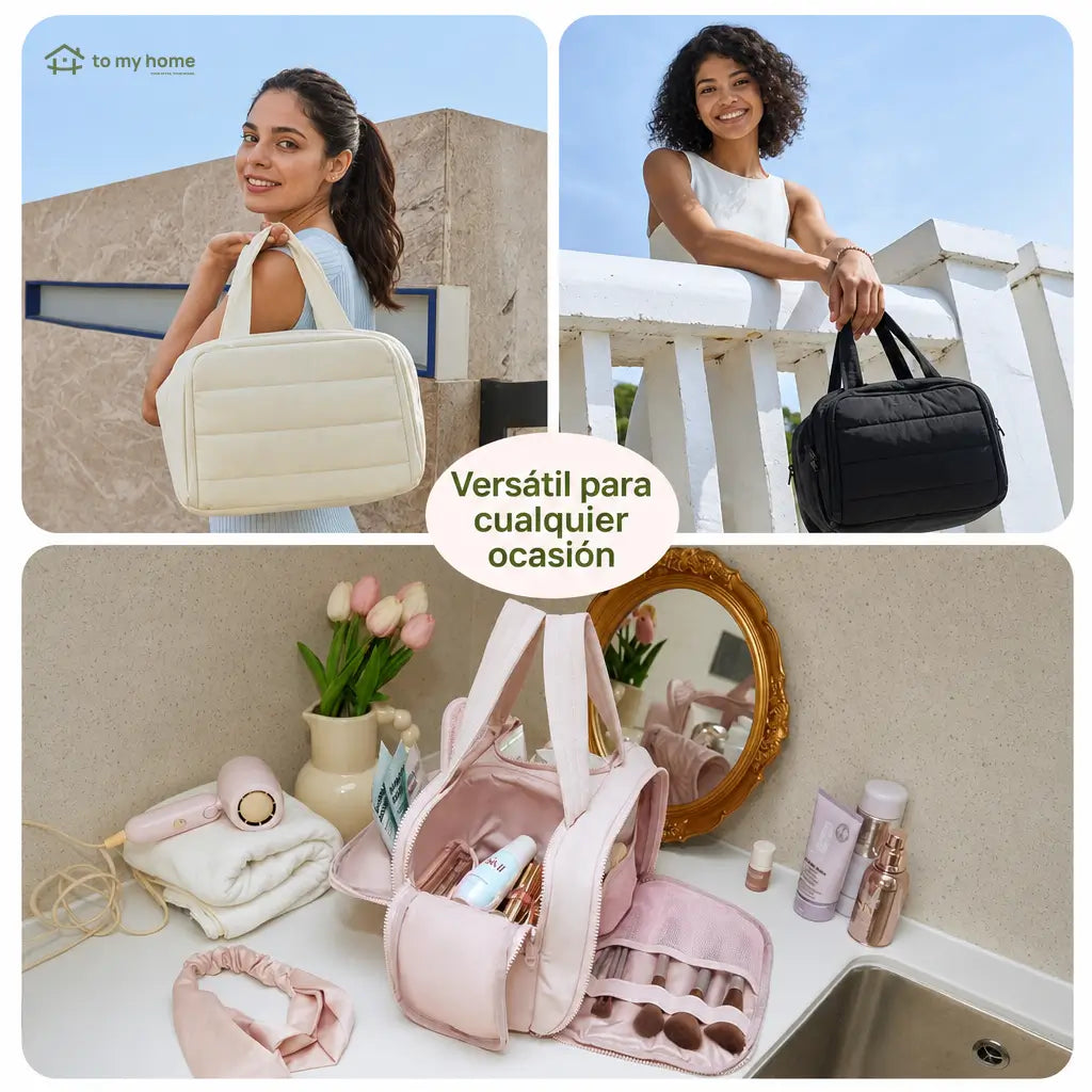 Neceser de viaje 4 en 1 impermeable, gran capacidad y asas para cosméticos, artículos de baño y accesorios en maleta diaria