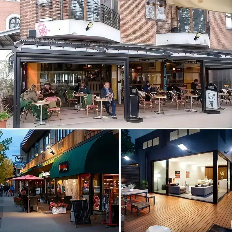 Juego de 4 luces solares LED para exteriores con 120 focos, control remoto, sensor de movimiento y tres modos de iluminación eficiente