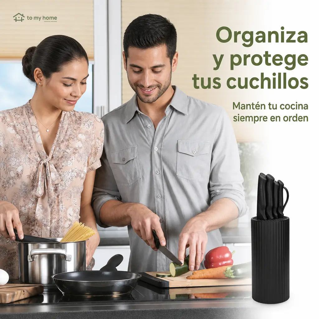 Set completo de cuchillos negros de 8 piezas resistentes al óxido con tijeras y bloque para cocina diaria en tu hogar con cortes precisos