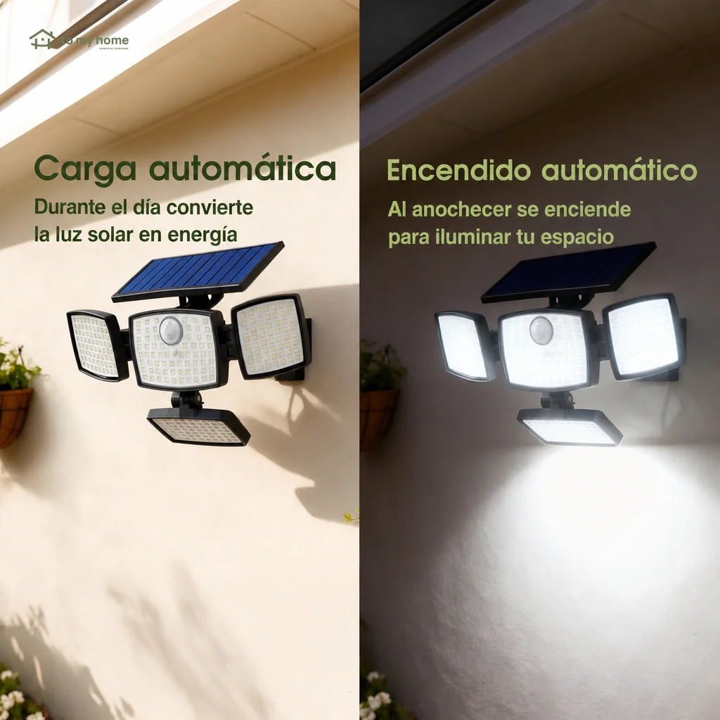 Lámpara solar exterior de pared 4500LM con sensor de movimiento y control remoto para patios, jardines y seguridad nocturna en casa