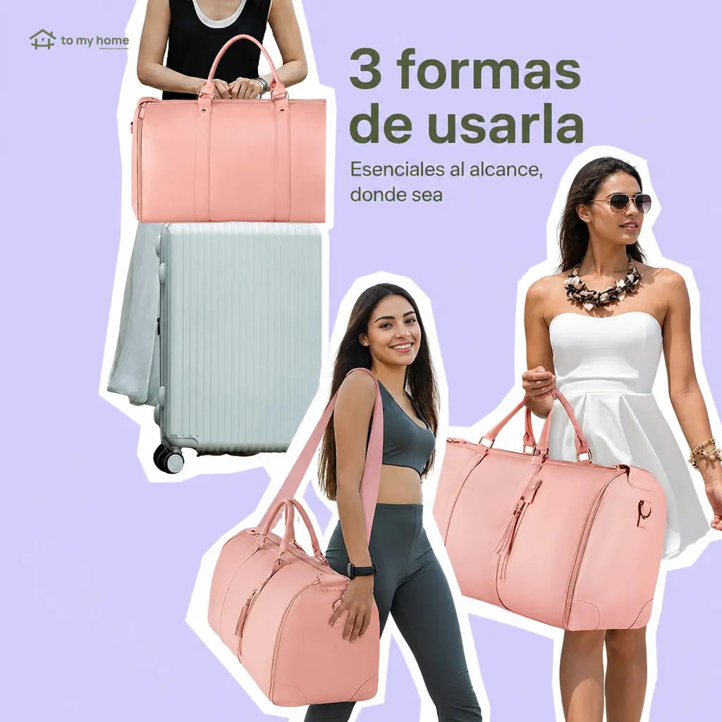 Bolsa weekender 57 L aprobada para avión con portatrajes desplegable, bolsillos con cierre y zapatero ventilado para viajes de fin de semana