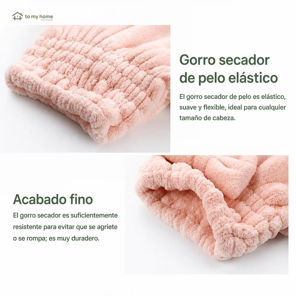 Set de 2 gorros absorbentes para secar cabello con moño, toalla suave reutilizable para ducha y rutina de viaje diaria femenina