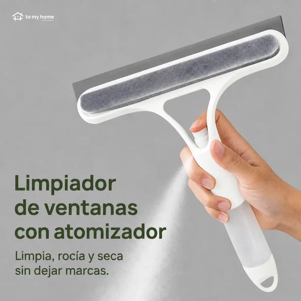 Limpiador de ventanas 3 en 1 con rociador, jalador y microfibra para parabrisas, mesas y vidrios del hogar sin marcas