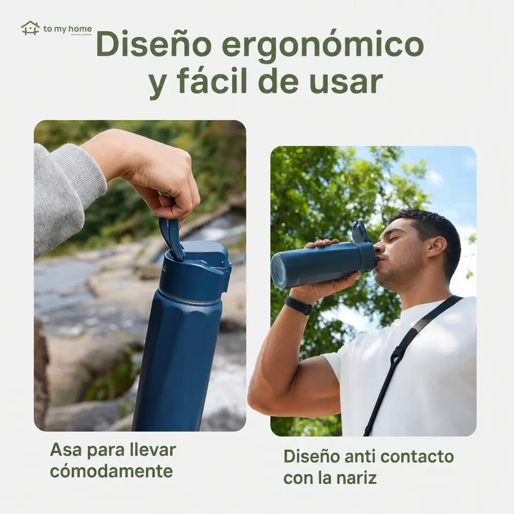 Botella térmica inteligente de acero inoxidable con app, recordatorio LED y seguimiento de hidratación para gym y viajes sin derrames
