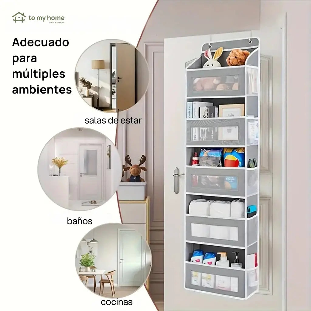 Organizador colgante para puerta de 5 niveles con 10 bolsillos grandes para baño, recámara, clóset y útiles escolares sin ocupar espacio extra