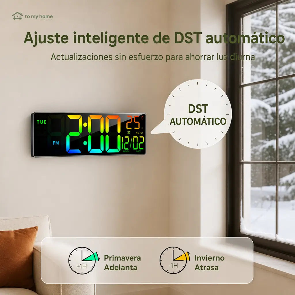 Reloj digital de pared LED 16.5 pulgadas con luz RGB, Bluetooth y alarmas dobles para sala, oficina, cocina o setup gamer