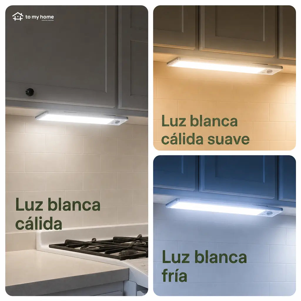 Paquete de 2 lámparas LED bajo gabinete con sensor de movimiento, carga USB-C y brillo regulable para cocina, clóset y escaleras