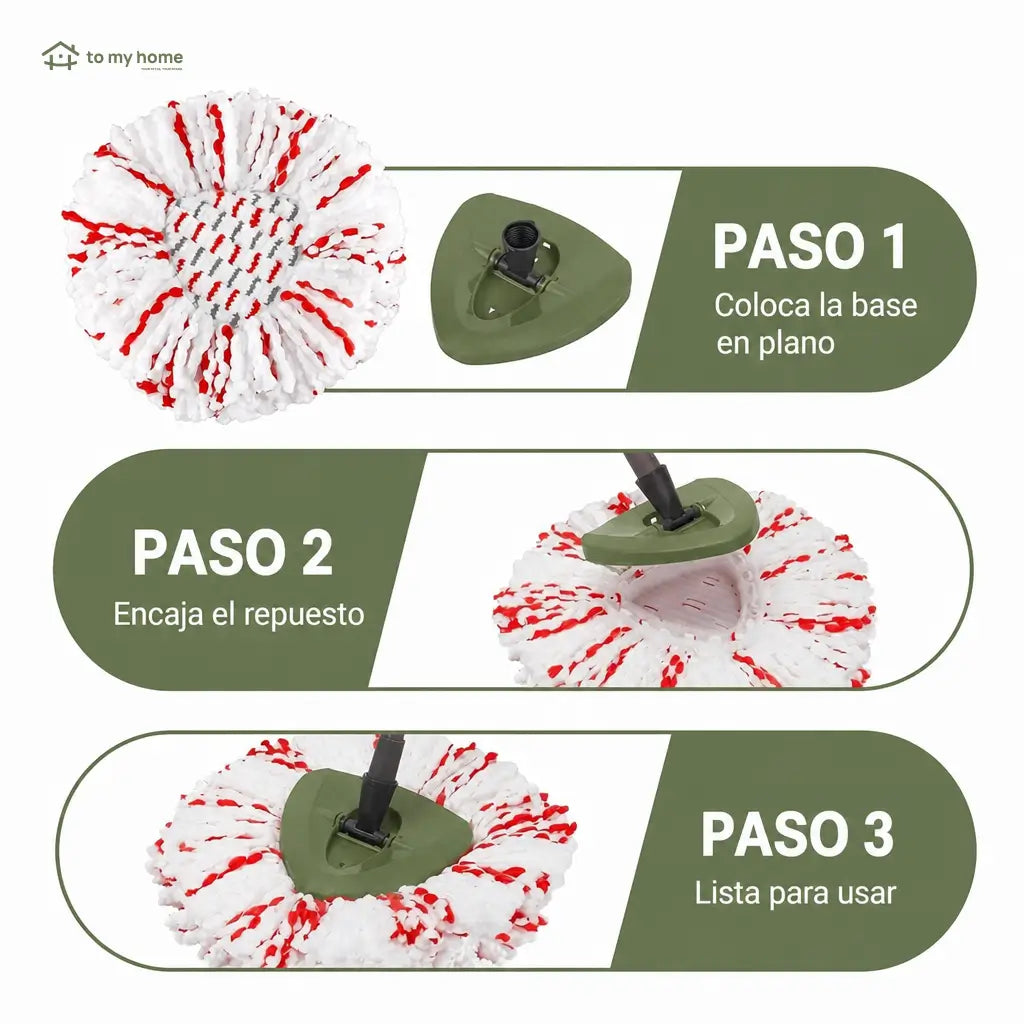 Cabezas de repuesto para trapeador giratorio con microfibra absorbente y fibras antiabrasivas para limpieza húmeda o seca en casa, paquete de 3