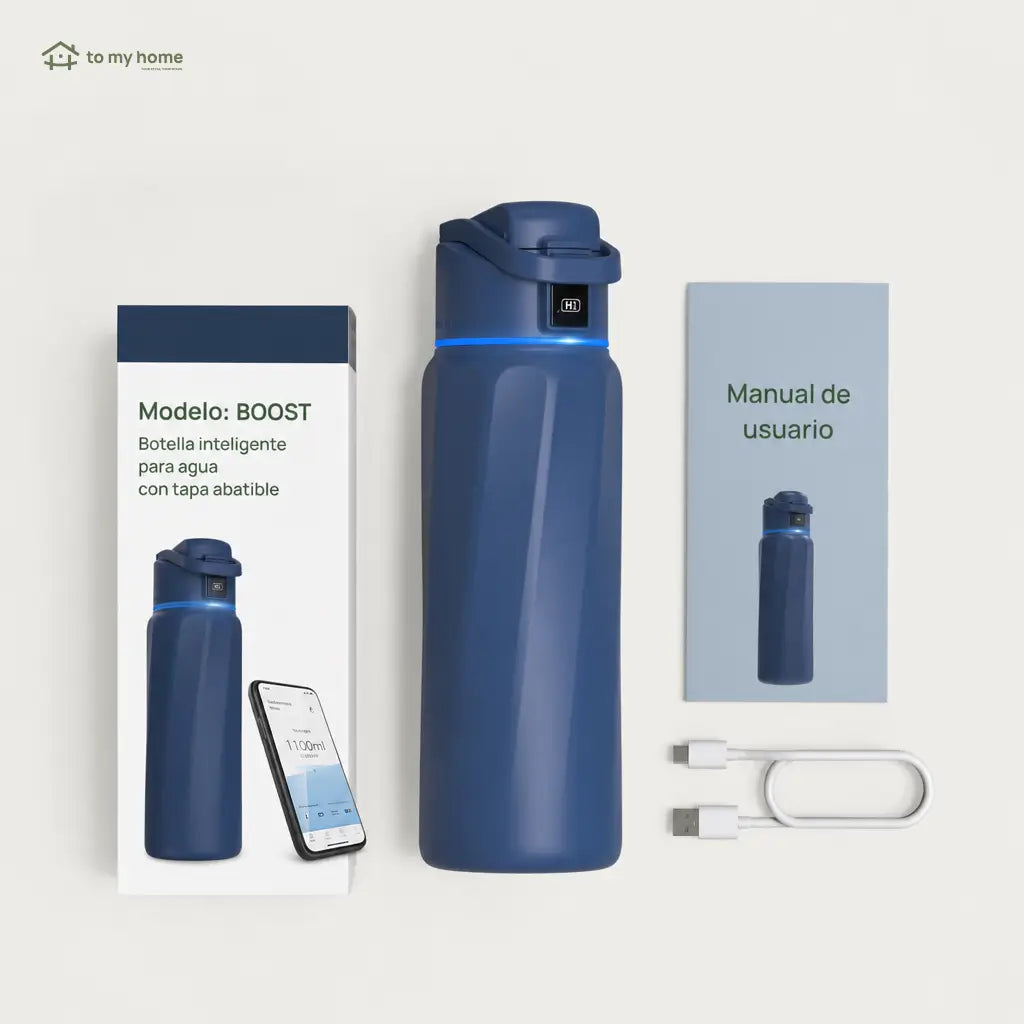 Botella térmica inteligente de acero inoxidable con app, recordatorio LED y seguimiento de hidratación para gym y viajes sin derrames