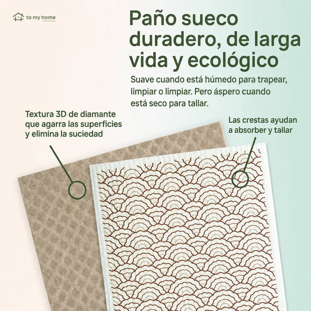 Paños suecos reutilizables para cocina, paquete de 5 piezas, súper absorbentes y biodegradables para limpiar superficies sin rayar ni olores diarios