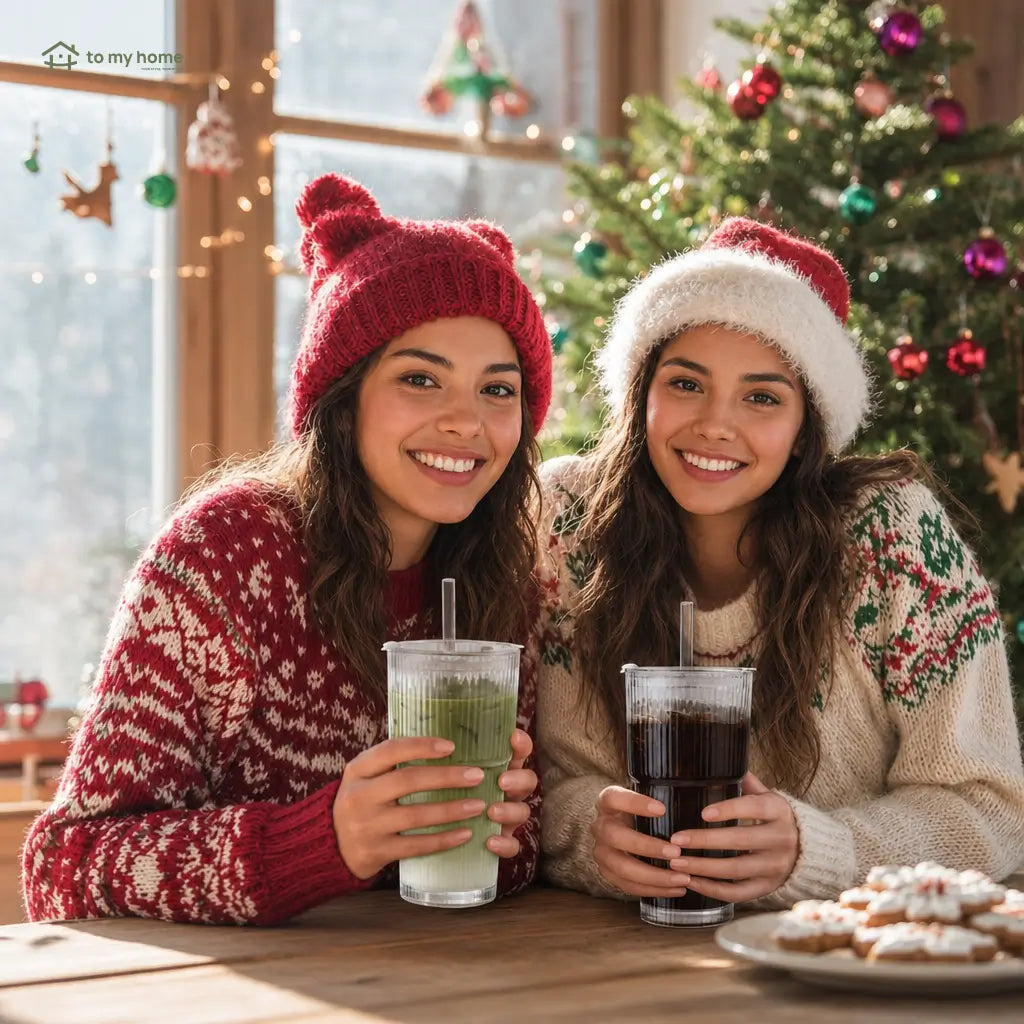 Set de 4 vasos de vidrio acanalado con tapa y popote reutilizable para café frío, smoothies y bebidas diarias sin derrames