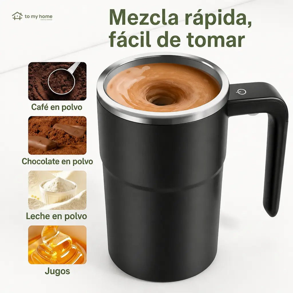 Taza mezcladora automática recargable con agitador magnético y termómetro LCD para café, leche y bebidas sin usar cuchara