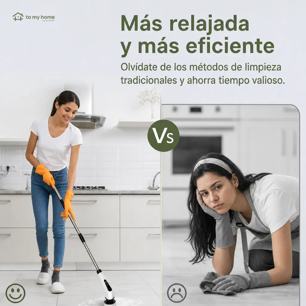 Cepillo eléctrico giratorio inalámbrico IPX7 con mango extensible y 8 cabezales para limpieza profunda sin agacharte en baño cocina pisos y ventanas