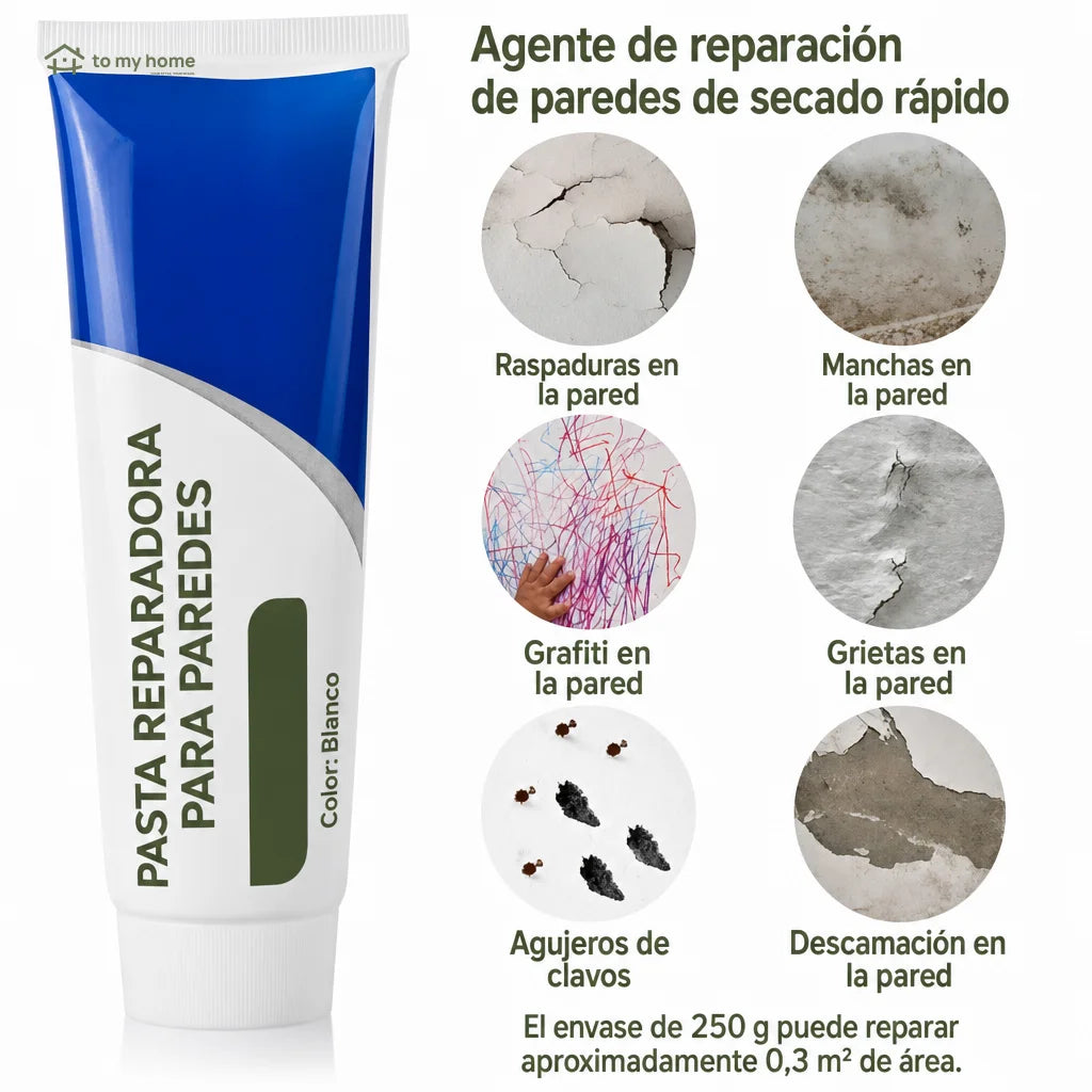 Pasta blanca resanadora 250 g autoadhesiva e impermeable para reparar daños, manchas y descascarado en paredes interiores de tablaroca y concreto
