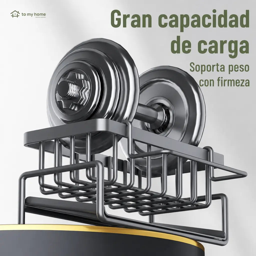 Organizador metálico para tarja con porta cepillo alto y divisores, ideal para esponjas, jabón y mantener la cocina ordenada sin ocupar espacio