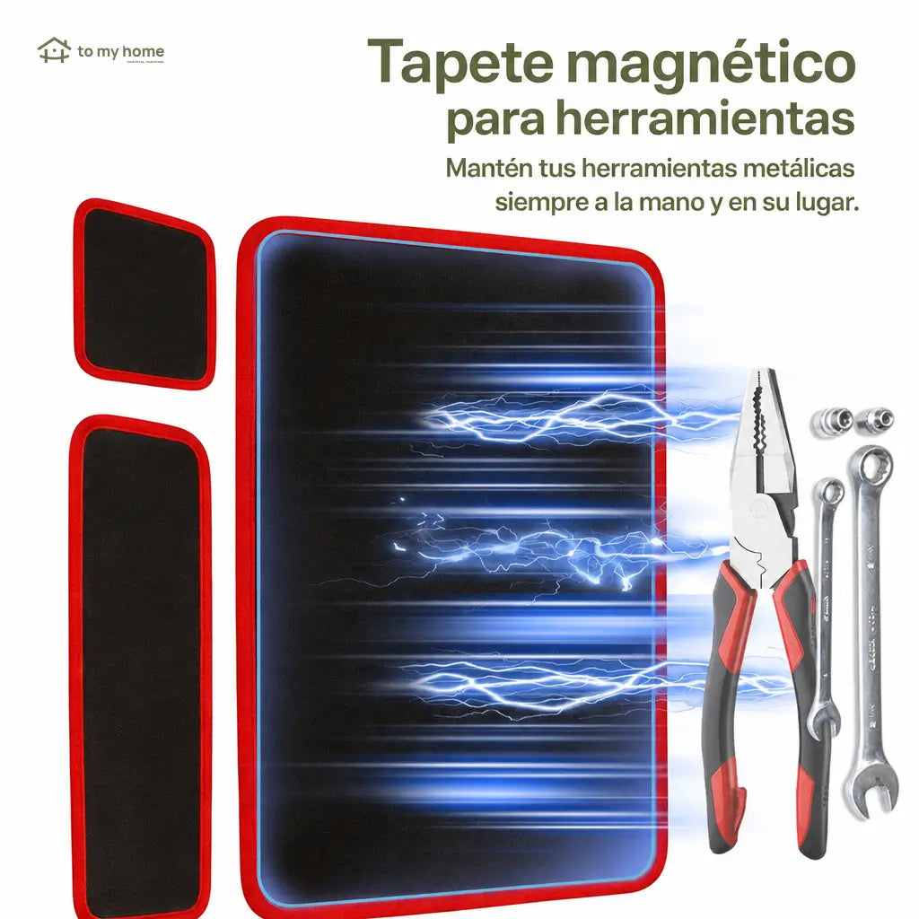 Set de 3 tapetes magnéticos flexibles de PVC antideslizante para organizar herramientas en taller, garaje y reparación auto sin perder piezas metálicas