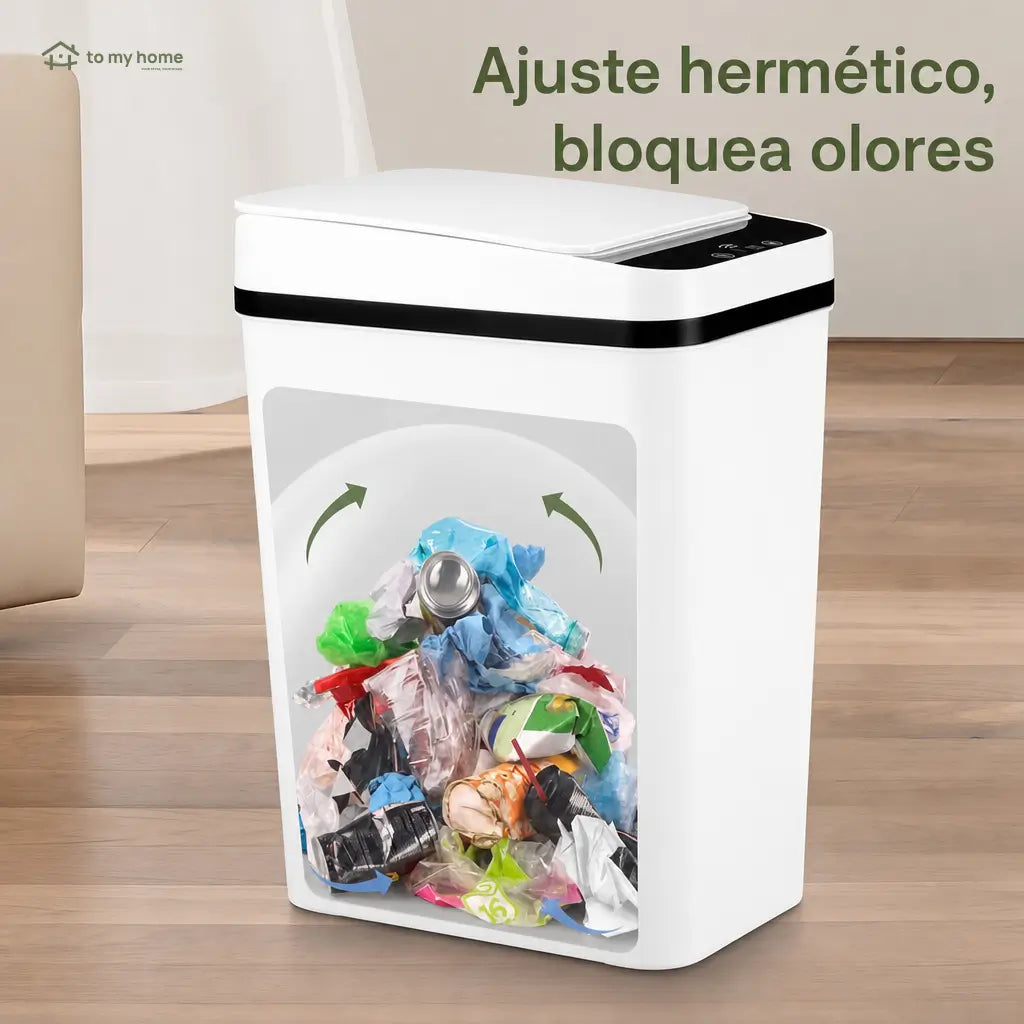Bote de basura automático 12 L con sensor infrarrojo y tapa hermética para cocina, baño, recámara u oficina en casa