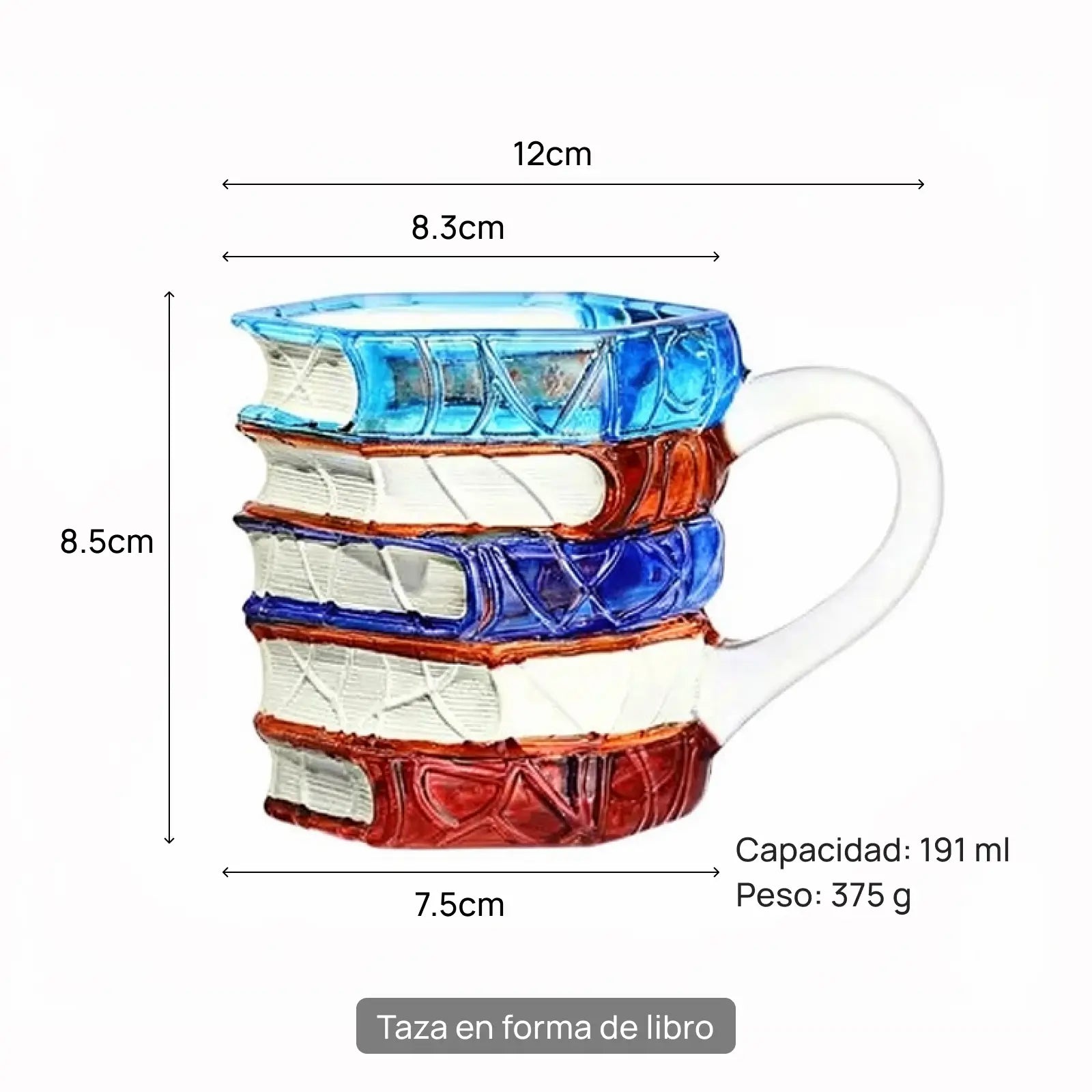 Taza de cerámica 3D con libros apilados, diseño creativo y artístico, acabado delicado, regalo perfecto para amantes de la lectura y decoración funcional