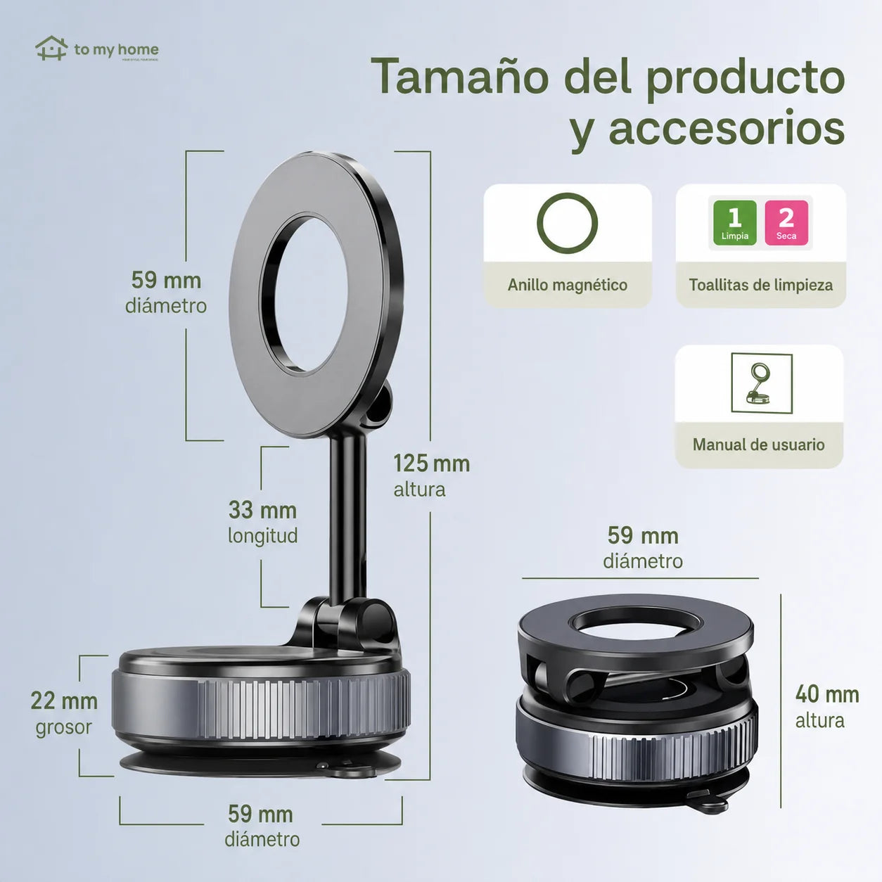 Soporte Magnético Universal Celular Ventosa Vacío Fuerte Plegable Auto Tablero Gimnasio Espejo Baño Compatible con Todo Smartphone y Vehículo Moderno Útil