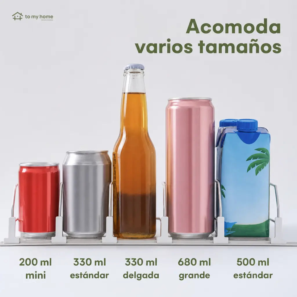 Organizador de bebidas para refrigerador con empuje automático, ahorra espacio y mantiene tus latas listas en casa, despensa y enfriador