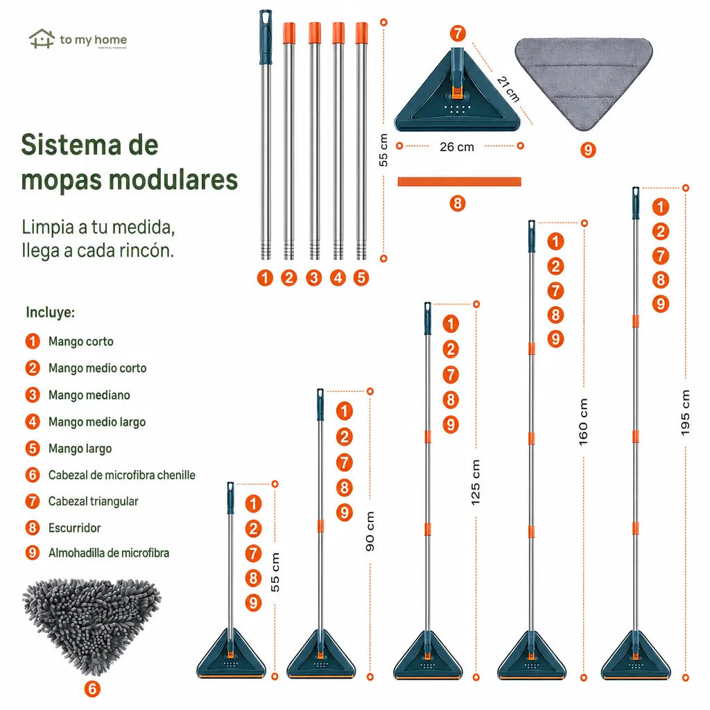 Trapeador de microfibra para paredes con mango ajustable y cabezal 360°, ideal para techos, ventiladores, ventanas, zoclos y pisos del hogar