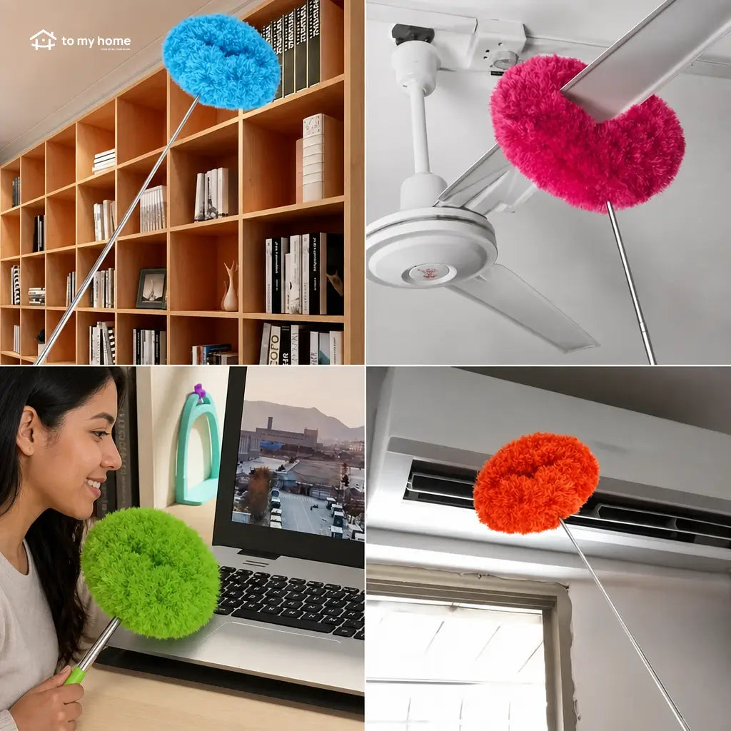 Plumero extensible de microfibra para ventilador de techo, atrapa polvo en aspas, paredes y rincones altos para limpieza ligera diaria