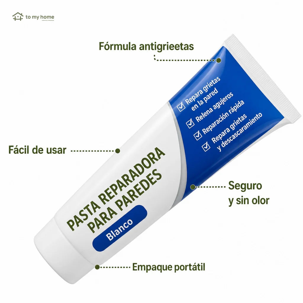 Pasta blanca resanadora 250 g autoadhesiva e impermeable para reparar daños, manchas y descascarado en paredes interiores de tablaroca y concreto