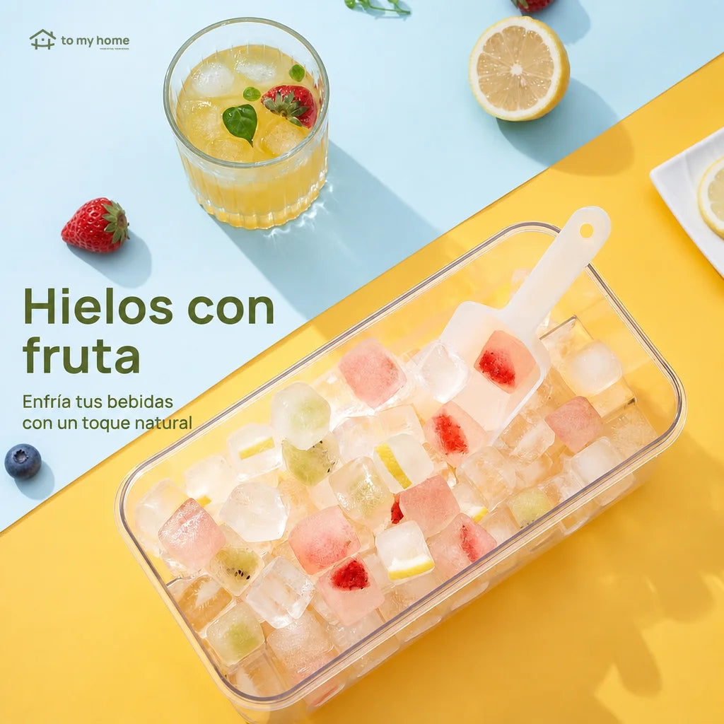 Set de charolas para hielo apilables con tapa y contenedor, fácil de liberar