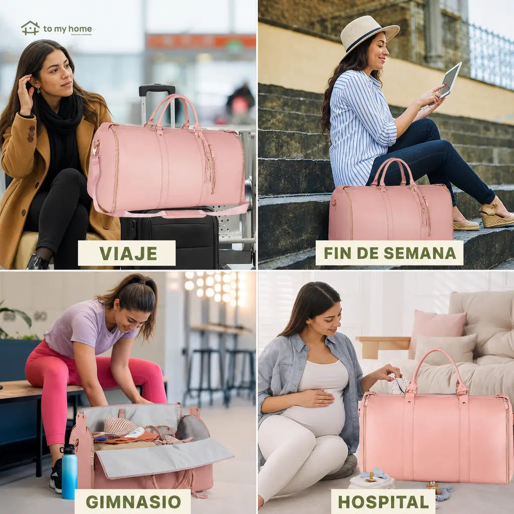 Bolsa weekender 57 L aprobada para avión con portatrajes desplegable, bolsillos con cierre y zapatero ventilado para viajes de fin de semana