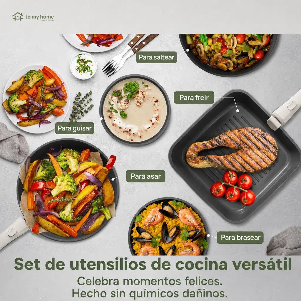 Set de ollas y sartenes cerámicos antiadherentes de 22 piezas con mango desmontable para cocina diaria y espacios pequeños en casa