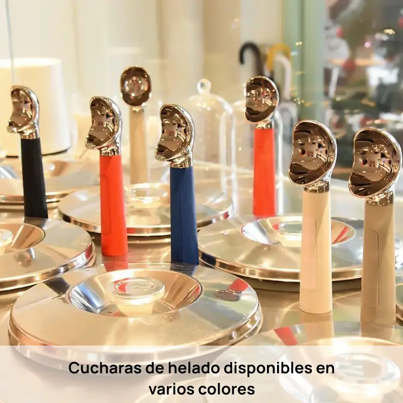 Cuchara eléctrica calentadora para helado, recargable en acero inoxidable, display LED, calentamiento rápido, uso seguro, perfecta para servir postres, helados y cremas