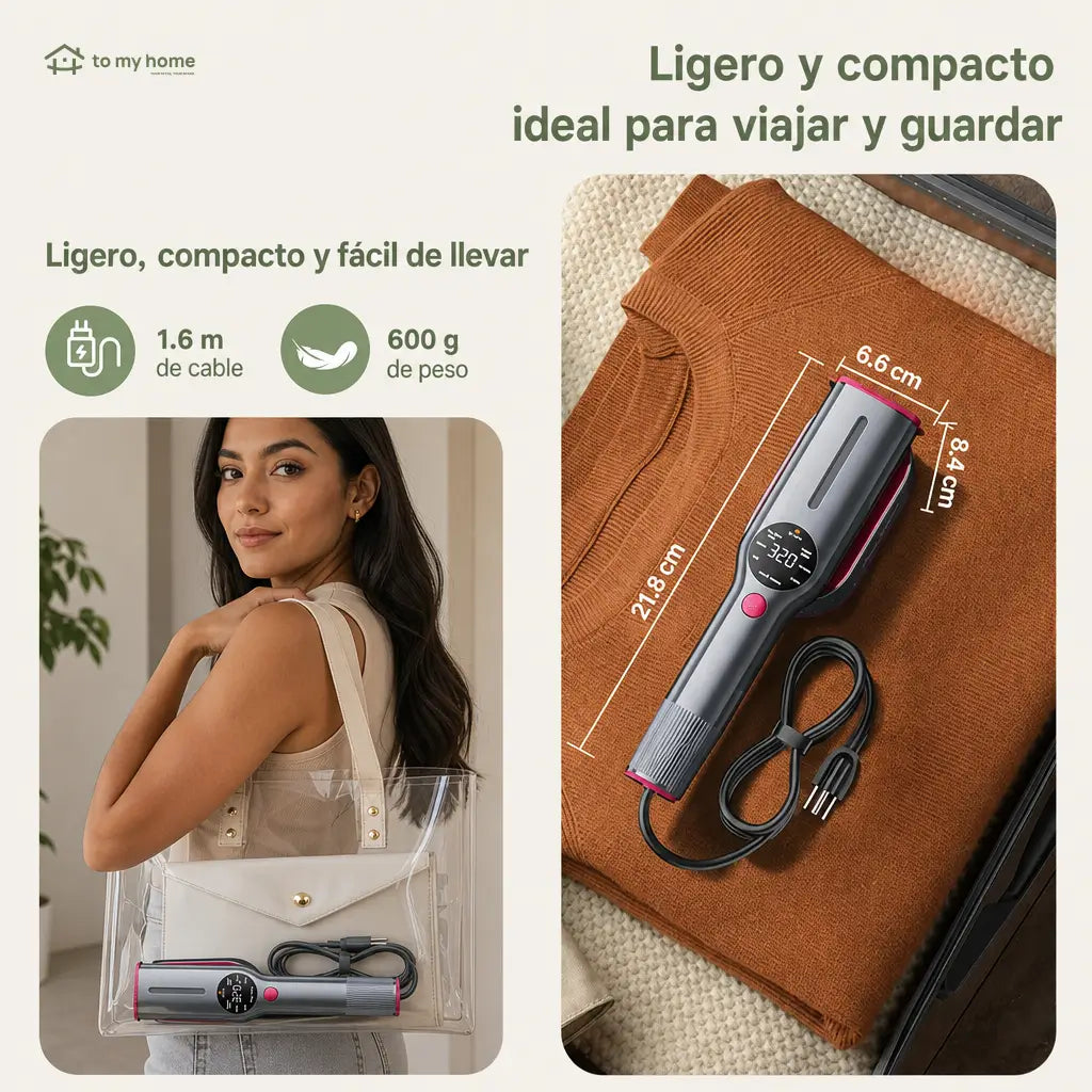 Vaporizador plancha portátil 2 en 1 con 7 modos, calentamiento rápido y mango giratorio para ropa en casa o viaje diario